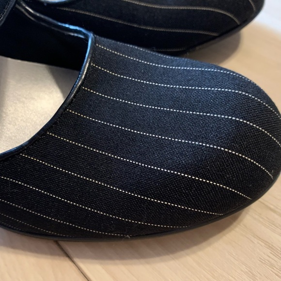 Black Pinstripe Heels with Strap - Picture 5 of 9